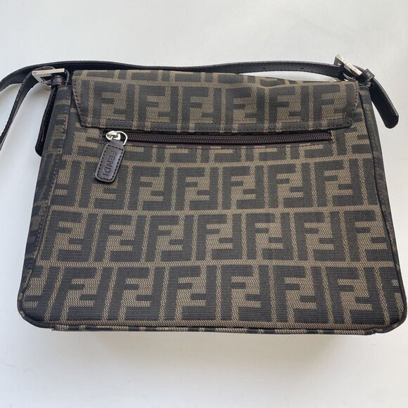VTG RARE FENDI Zucca Pattern Shoulder Bag Hand Bag Mamma Baguette 71-15980-001 - Picture 2 of 16